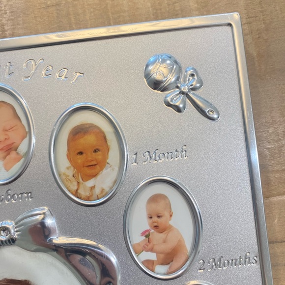 Babys photo album monthly mark My First Year silver frame - Picture 12 of 12